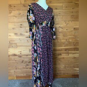 Boutique ODDY NWT Floral Boho Festival Patchwork Shark Hem Dress Size Large